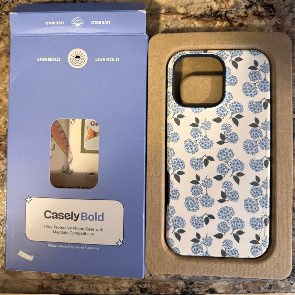 Casely Blue Hydrangea Floral iPhone 16 Pro max case with MagSafe Compatibility